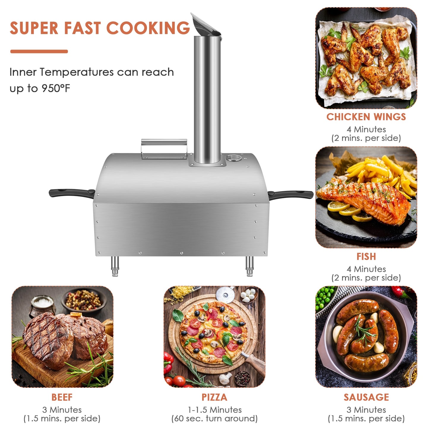 Household Portable Pizza Oven Charcoal BBQ Grill Outdoor Pizza Oven Firewood Stove Outside Griller Wood-Fired Pizza Machine New