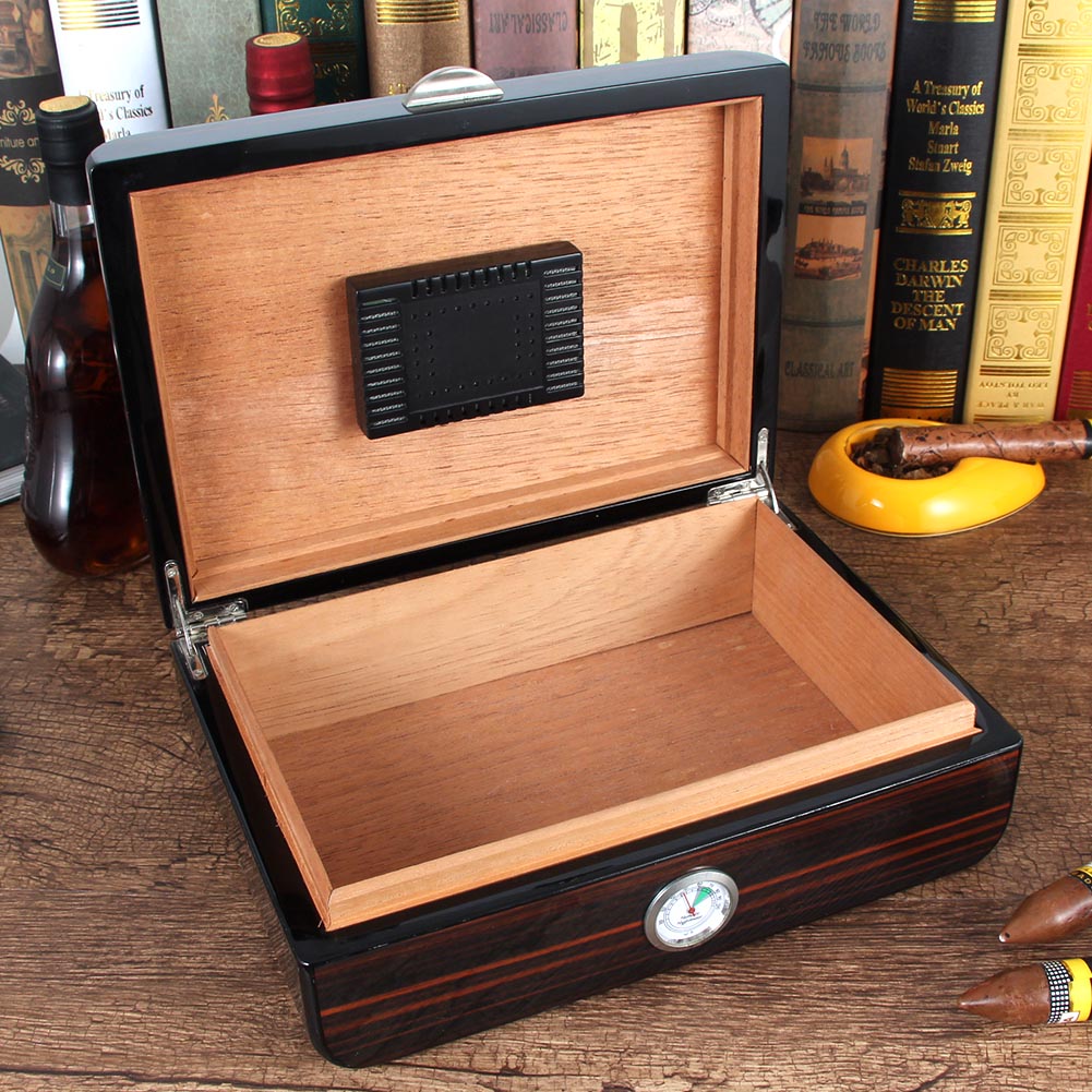 Cedar Wood Cigar Humidor W/ Hygrometer Humidifiers