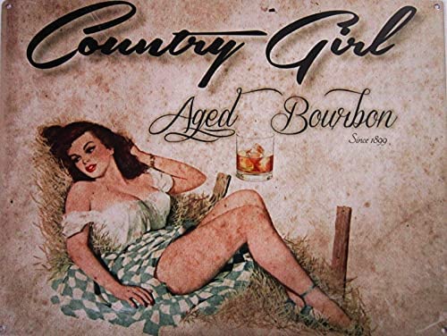 Country Girl/ Pin Up Girl Aged Bourbon Tin Sign