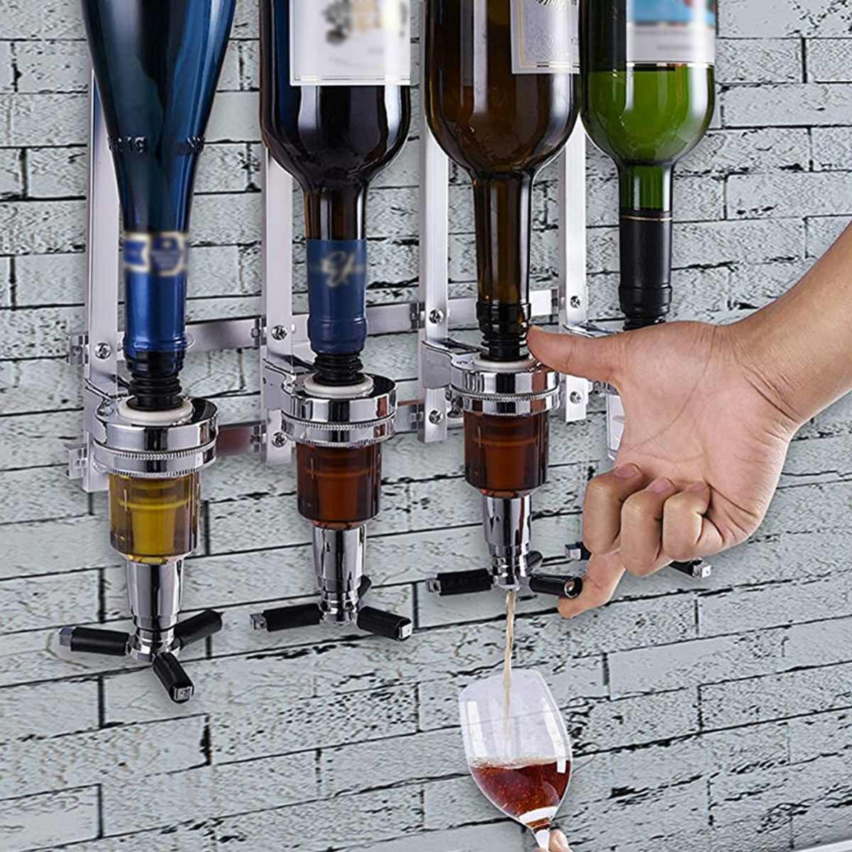 3 Station Wall Mounted Liquor, Wine Dispenser