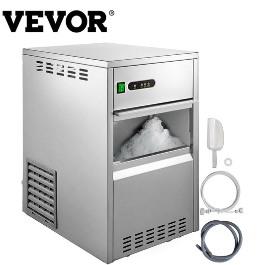 VEVOR 20-100 KG/24H Electric Ice Machine Snow Flake Maker Crusher Food Grade Stainless Steel