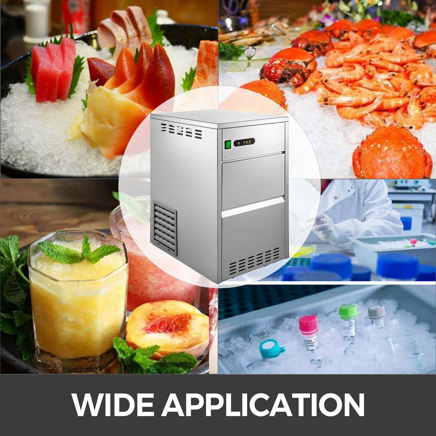 VEVOR 20-100 KG/24H Electric Ice Machine Snow Flake Maker Crusher Food Grade Stainless Steel