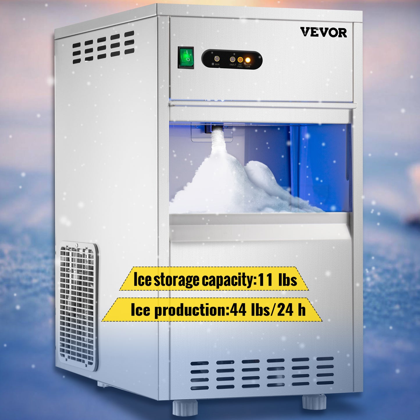 VEVOR 20-100 KG/24H Electric Ice Machine Snow Flake Maker Crusher Food Grade Stainless Steel