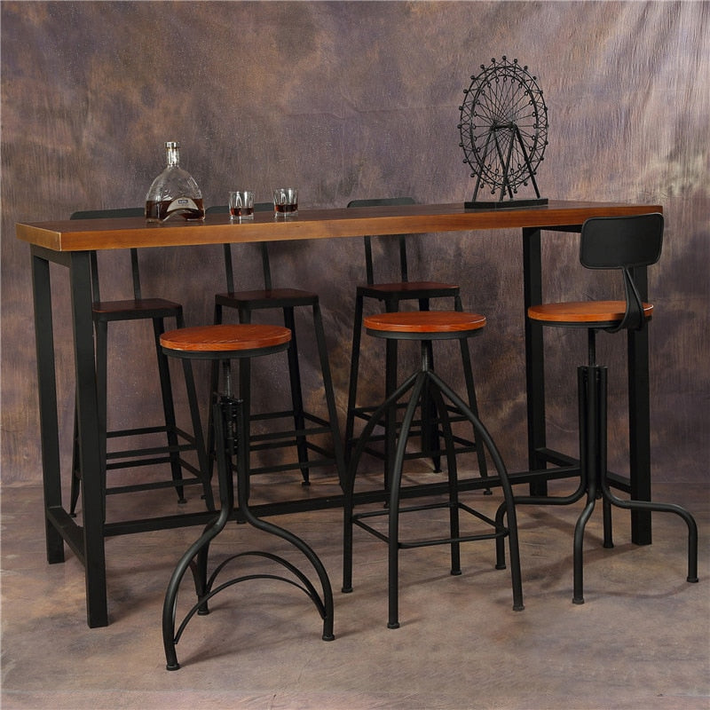 American Retro Industrial Casual Bar Stool made with Solid Wood