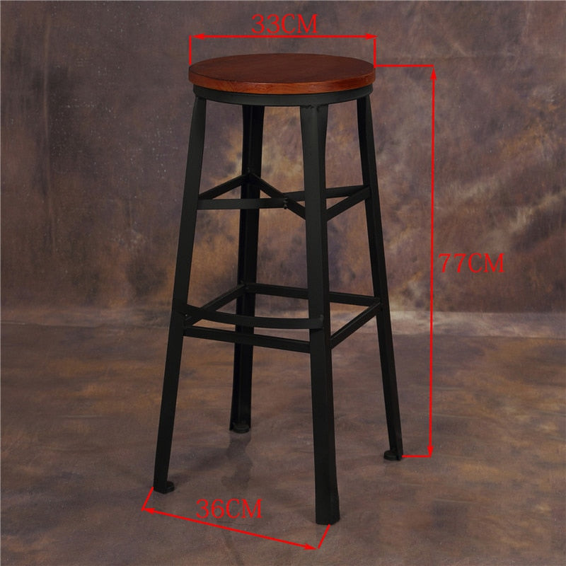 American Retro Industrial Casual Bar Stool made with Solid Wood