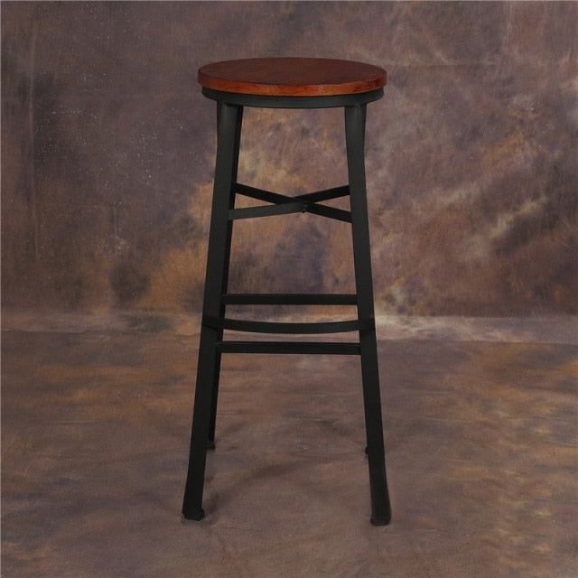 American Retro Industrial Casual Bar Stool made with Solid Wood