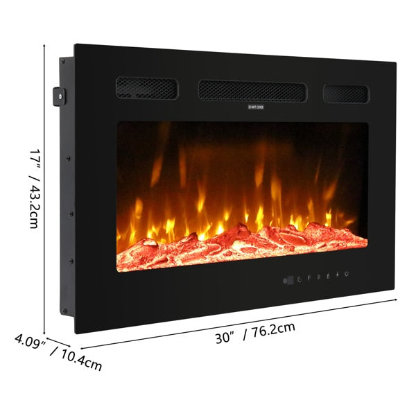 Fireplace With Remote Control Colorful/9-Color Flame Fireplace 120.00V 1500.00W 60in Glass Recessed/With Crystal Stone