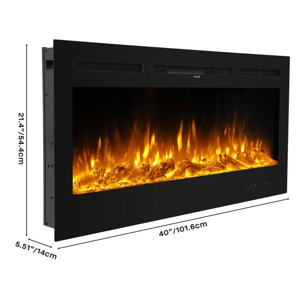 Fireplace With Remote Control Colorful/9-Color Flame Fireplace 120.00V 1500.00W 60in Glass Recessed/With Crystal Stone