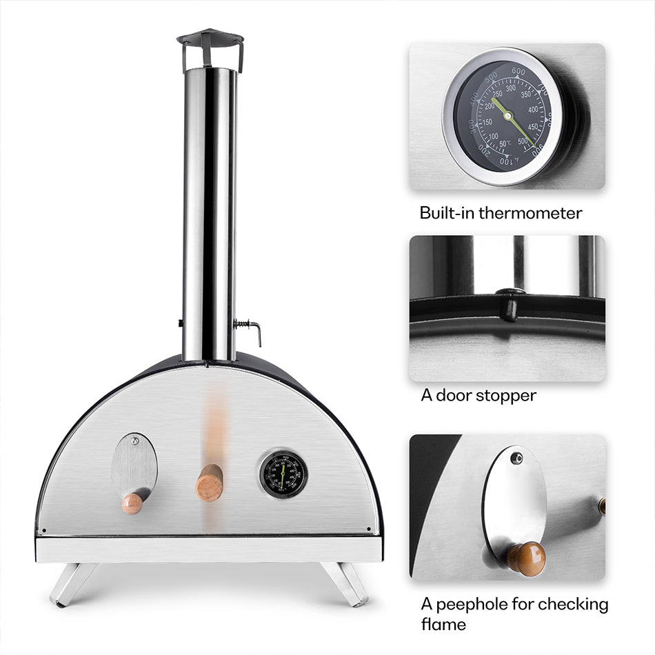 Outdoor Wood Fired Pizza Oven 12 Inch Portable Pizza Maker