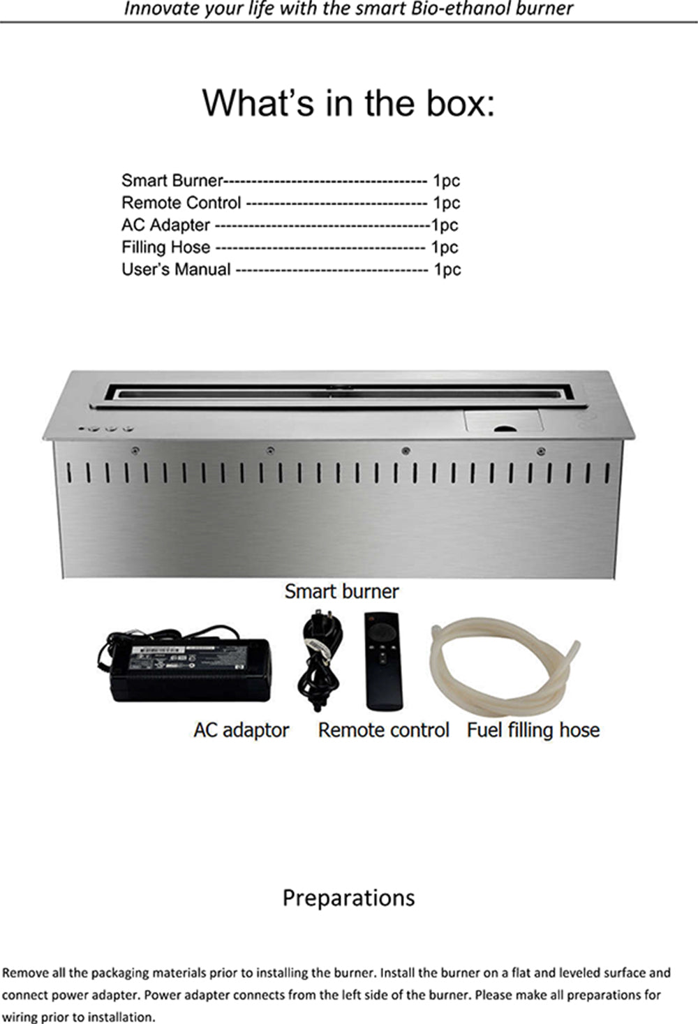 36 inch real fire ethanol fireplace insert with smart remote control