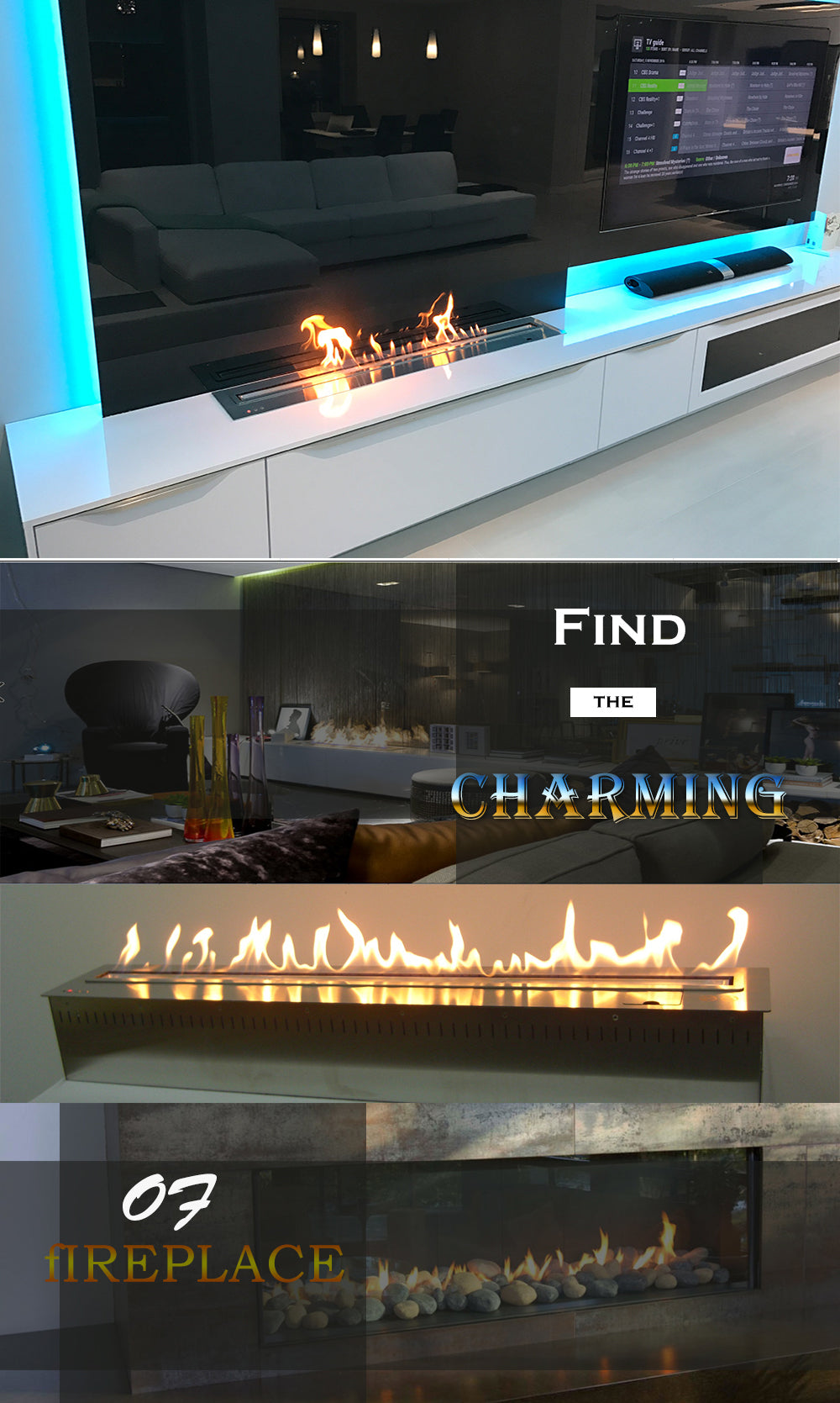 30 inch Real fire electric stainless steel intelligent remote control ethanol fireplace insert