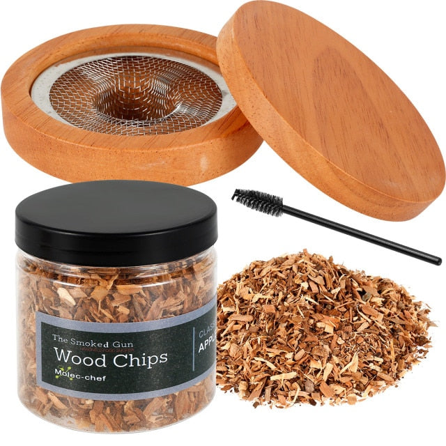 Cocktail Smoker Lid and Cherry Wood chips to Infuse Cocktails, Wine, Whiskey, Cheese, Meats, Dried Fruits