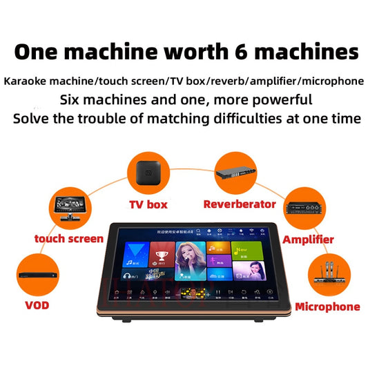 15.6-inch Karaoke system with wireless microphone and portable touchscreen for tv