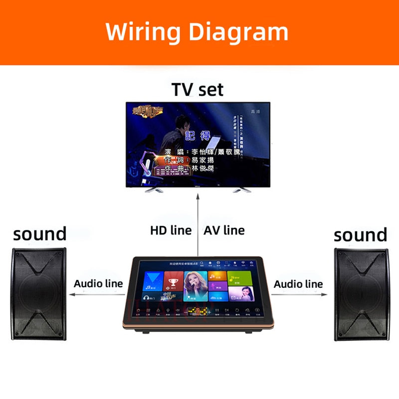 15.6-inch Karaoke system with wireless microphone and portable touchscreen for tv