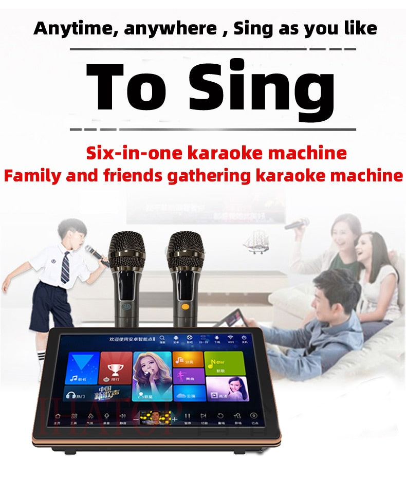 15.6-inch Karaoke system with wireless microphone and portable touchscreen for tv