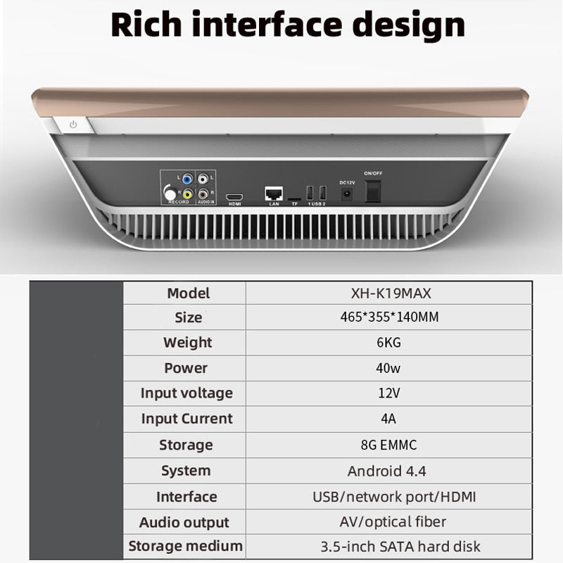 19.5 inch Karaoke home singing machine, 2TB HDD 40,000 song jukebox, cloud song karaoke player, Android system